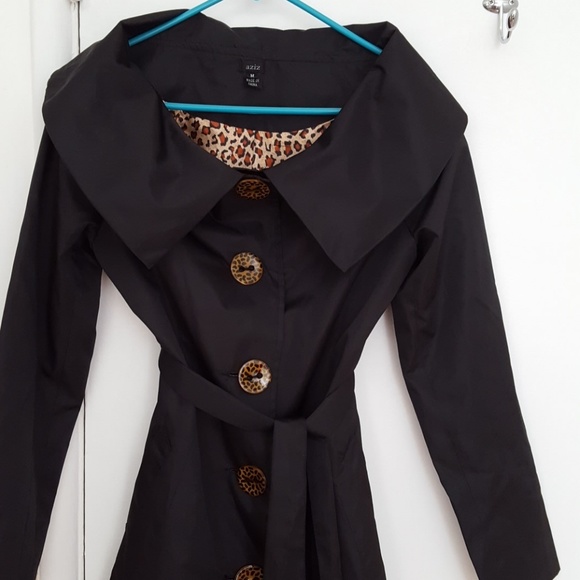 Aziz Jackets & Blazers - Raincoat w/leopard print lining